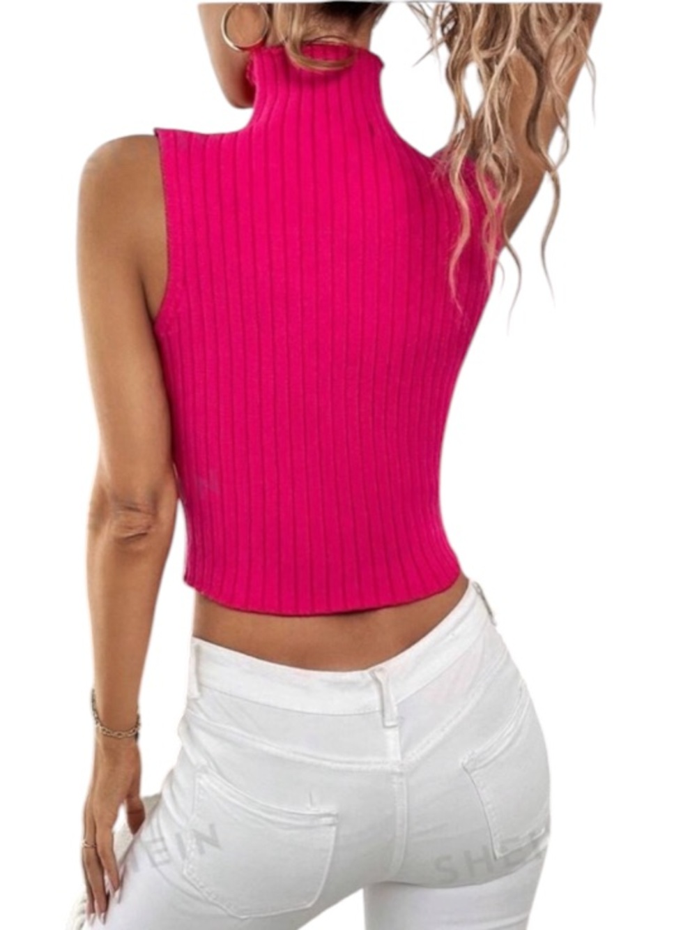 SHEIN Frenchy Mock Neck Ribbed Knit Top size XL new